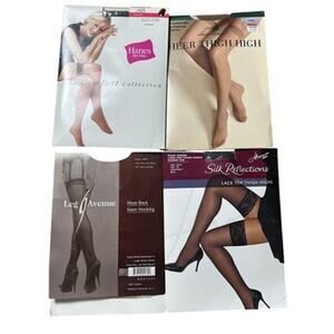 Mixed Brands Pantyhose Stockings Womens One Size Multicolor Thigh High Lot 4